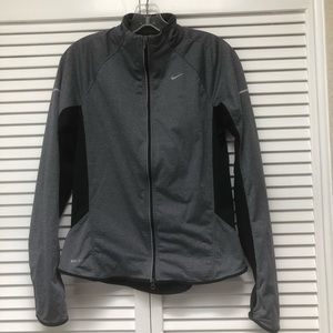 Nike Dri-Fit running jacket, grey black, full zip